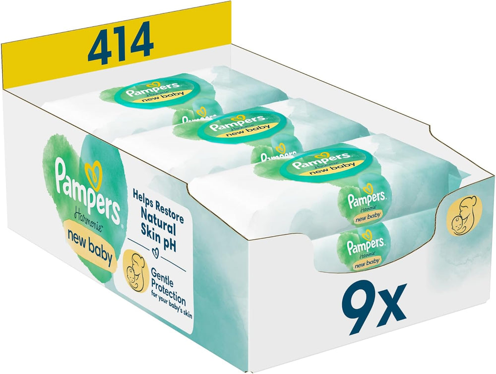 Vlhčené ubrousky Pampers Harmonie Protect & Care, 18 balení po 44 ubrouscích = 792 ubrousků, které pomáhají obnovit přirozenou rovnováhu pH pokožky