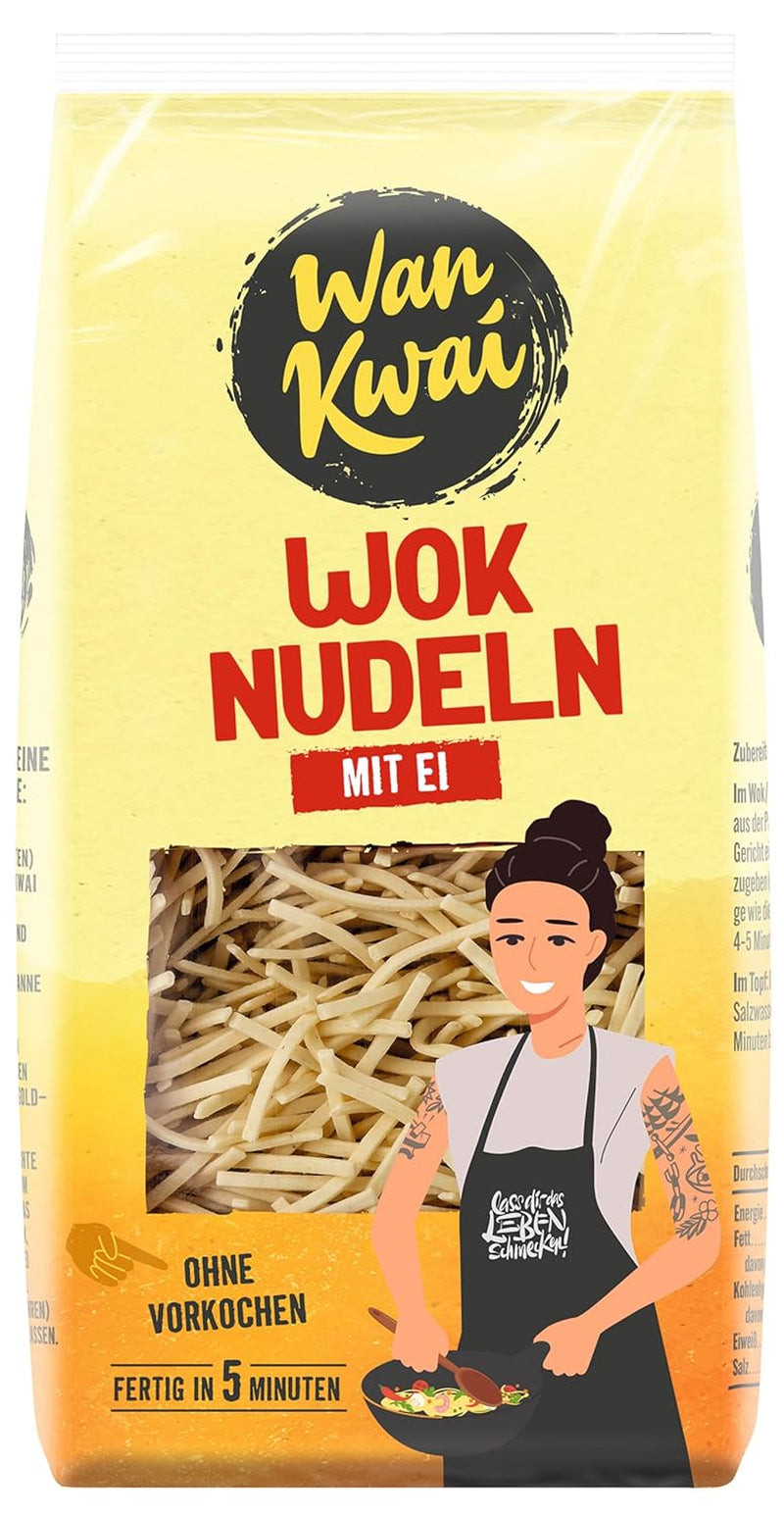 Wan Kwai Wok Noodles 250g: Smažené lahůdky se skutečnými vejci, připravené v okamžiku pro lahodná jídla na pánvi. Jednoduché, chutné, asijské! (Balení po 5)
