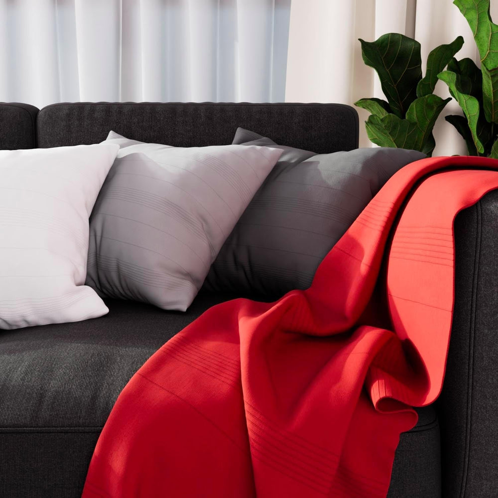 Soleil D'Ocre Adele pléd, pohozený u křesla, Polycoton, šedá, 140 X 200 Cm Postele a přikrývky Besuche den Soleil d'ocre-Store Červená 140 X 200 Cm