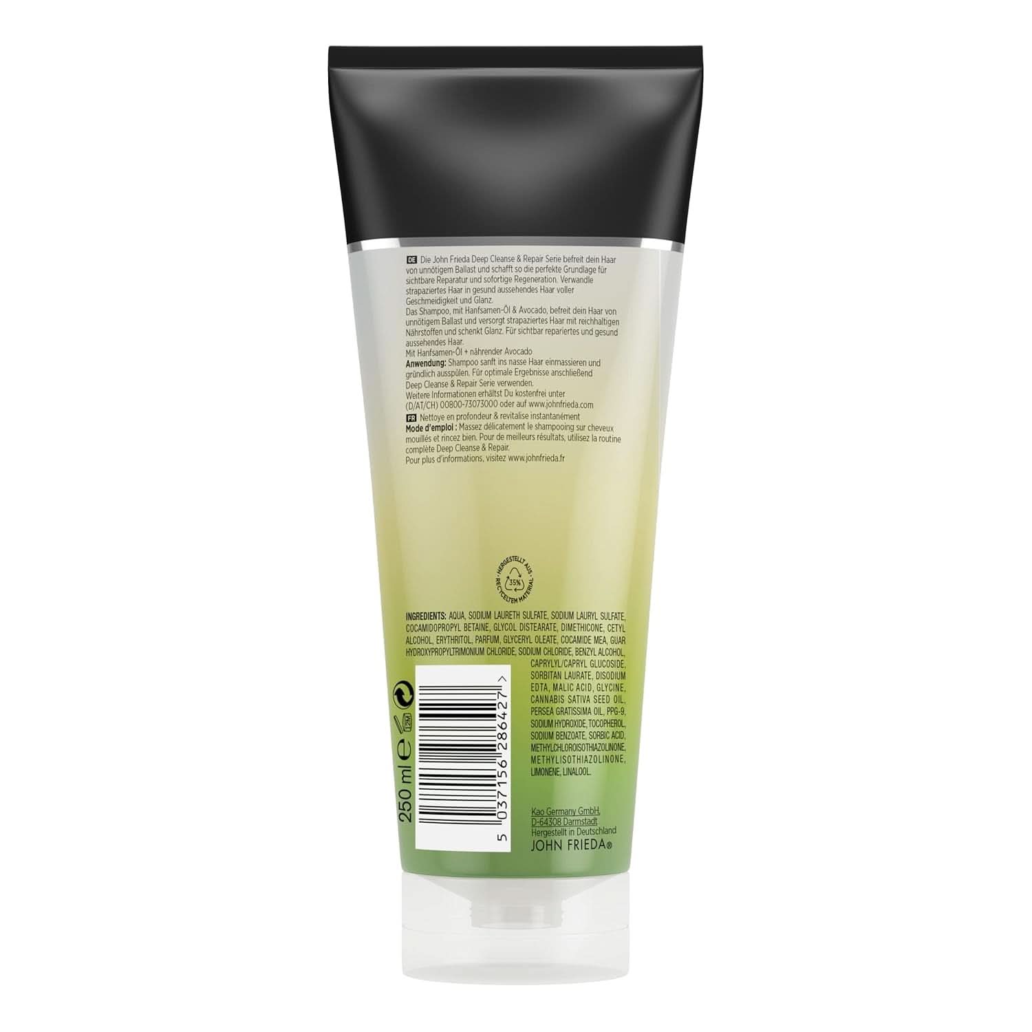 John Frieda, reparační šampon pro poškozené vlasy Detox+Repair, 250 ml Sprcha a vana Naty Shop