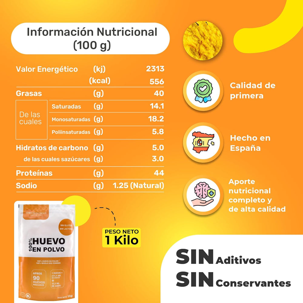 Eipulver aus Freilandeiern (1kg) | Pasteurisiertes Vollei Pulver | Ohne Zusatztoffe | Bez lepku a bez laktózy | Vakuumverpackung im Zip-Beutel