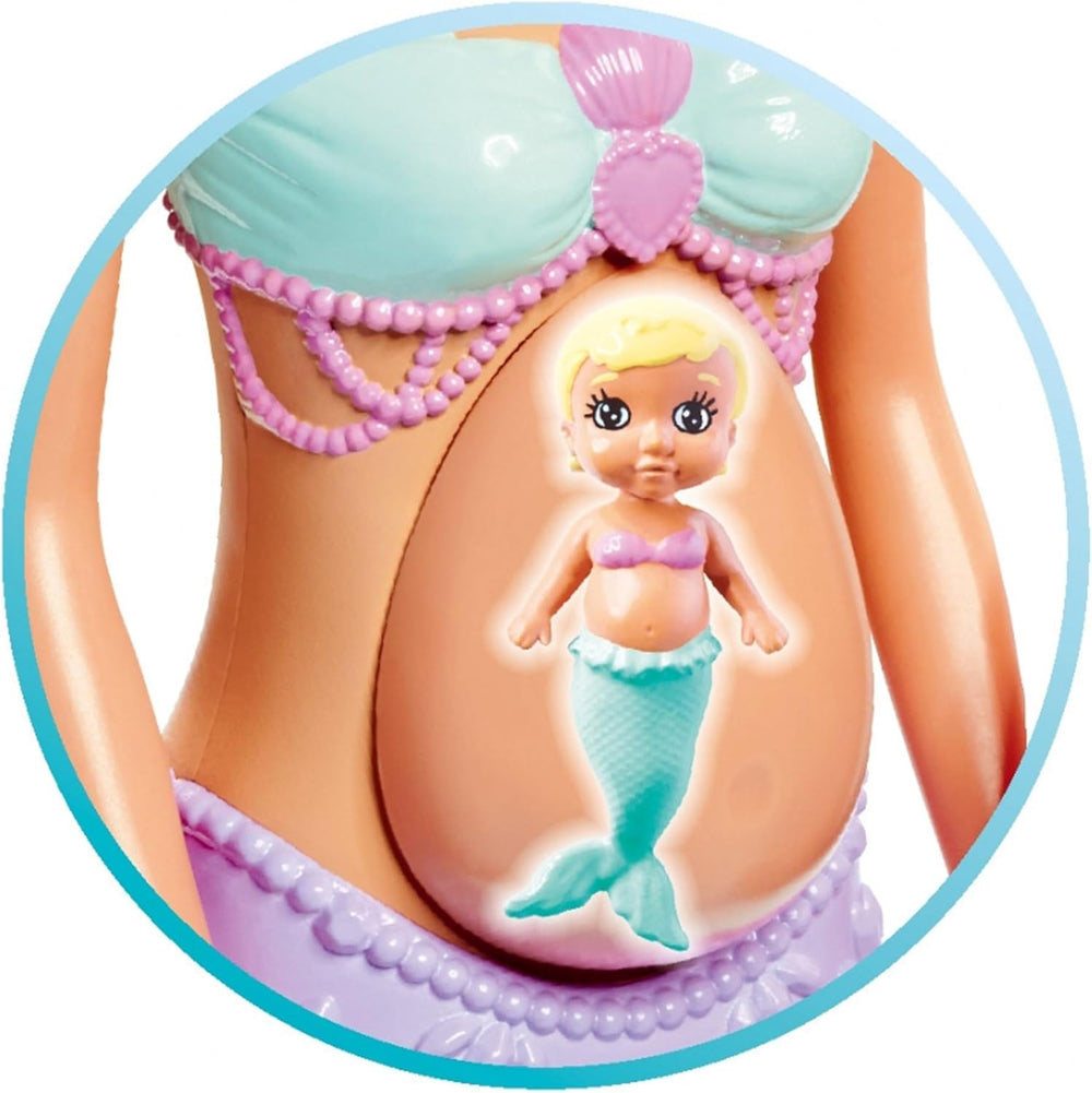 Simba 105733524 - Steffi Love Mermaid Family, Păpușă Sirenă Însărcinată cu Kevin în rolul de Sirenă, cu Pătuț pentru Bebeluși, Păpuși la Modă de 29 cm, Păpuși de Joacă, pentru Copii de la 3 Ani în sus