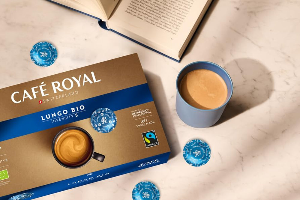 Café Royal Professional Pads, Bio Lungo, 50 Nespresso (R) Professional kompatible Pads für Office und Gastronomie, Bio und Fairtrade zertifiziert, 100 Prozent Arabica, Intensität 5