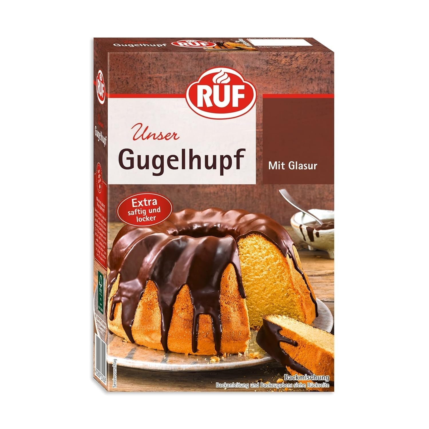 RUF Biskuit Teig, Backmischung Für Einen Saftigen Biskuitteig, Gelingsicher Und Schnell Zubereitet, Zur Herstellung Von Biskuitrollen, Biskuitkuchen Oder Tortenboden, 1 X 250G Naty Shop 550 G (1Er Pack) Gugelhupf