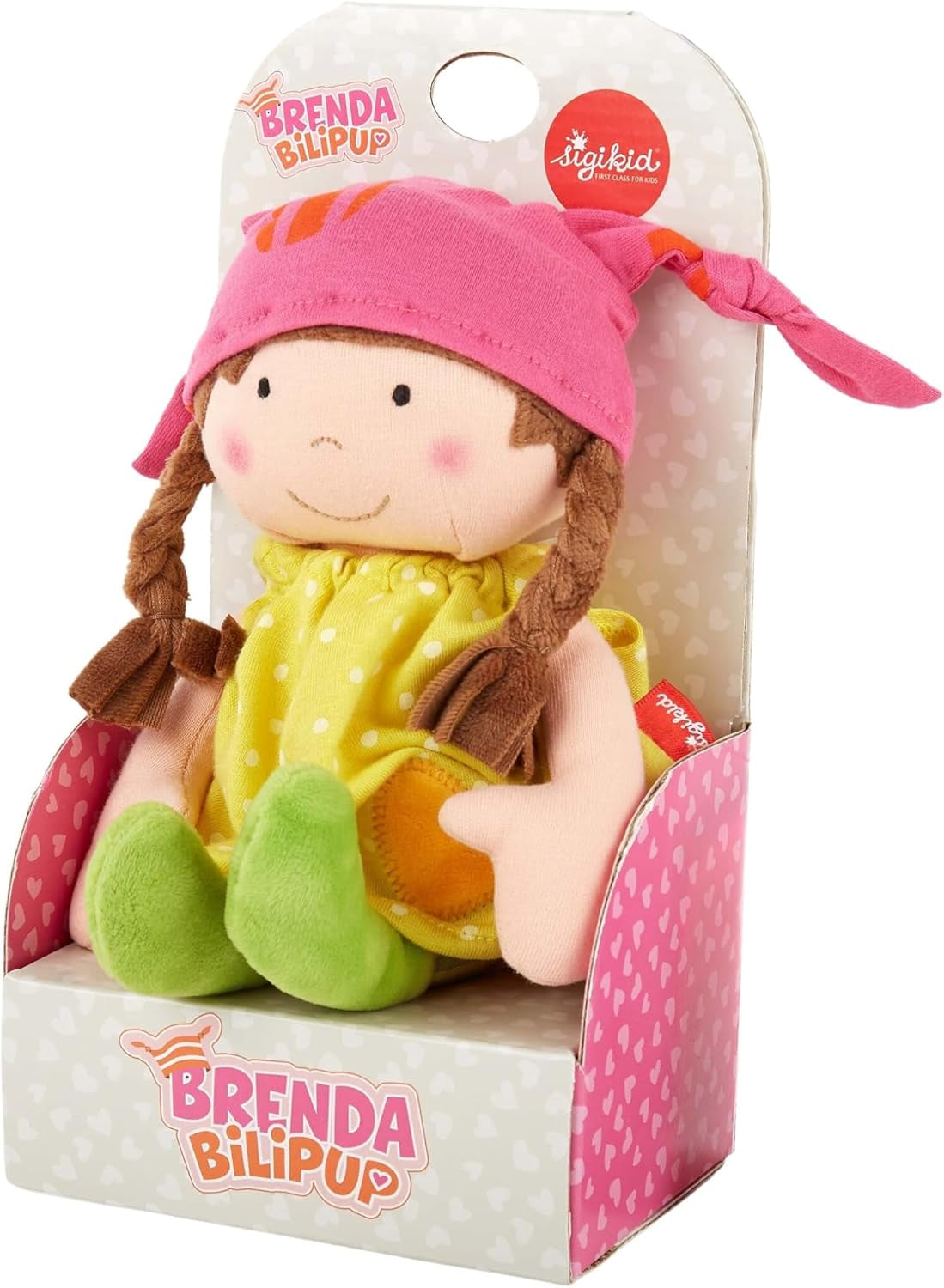 SIGIKID 39411 Păpușă mică moale pentru fete, jucărie pentru bebeluși, recomandată de la 6 luni, galbenă