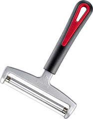 Westmark Käseschneider mit Rolle und auswechselbarem Schneiddraht, Variable Schnittstärke, Breite: 12 cm, Rostfreier Edelstahl/Aluminium/Kunststoff , Schwarz/Rot, 29272260, 17 x 12 x 2 cm
