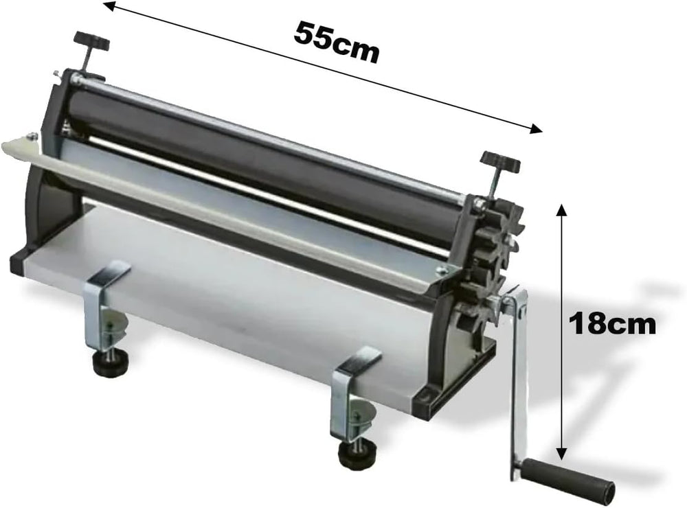 DKN Stroj na těsto na pizzu s ruční klikou, 48,8 cm, Stroj na nudle, Teigfolie s Anti-Haft Rolls a Dicken Control – Konstrukce z masivního Stahl und Aluminium