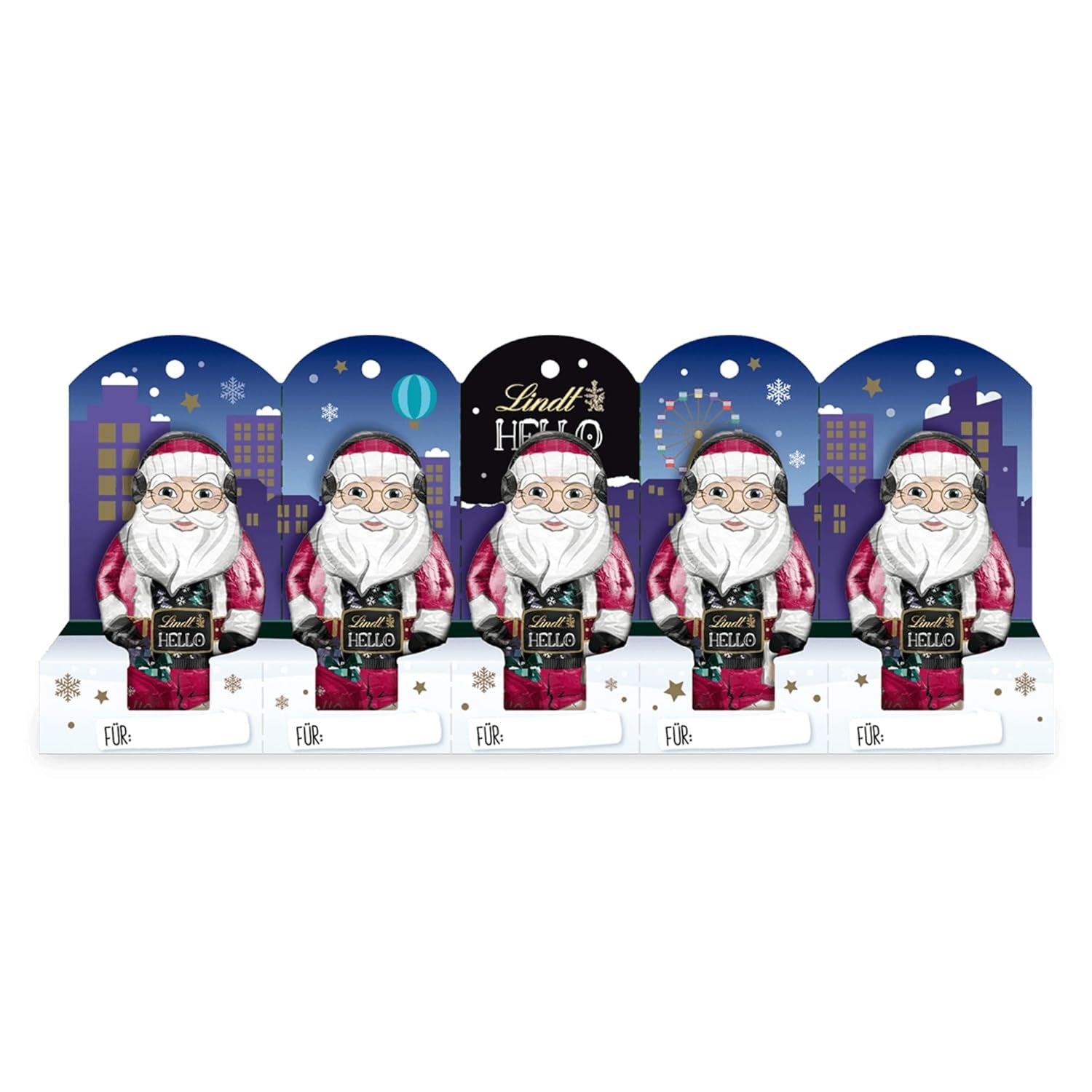 Lindt Čokoláda | AHOJ Mini Santa | 50 g | 5 Mini Moși Moși (po 10 g) z jemné mléčné čokolády | Vánoční čokoládové figurky pro malé i velké