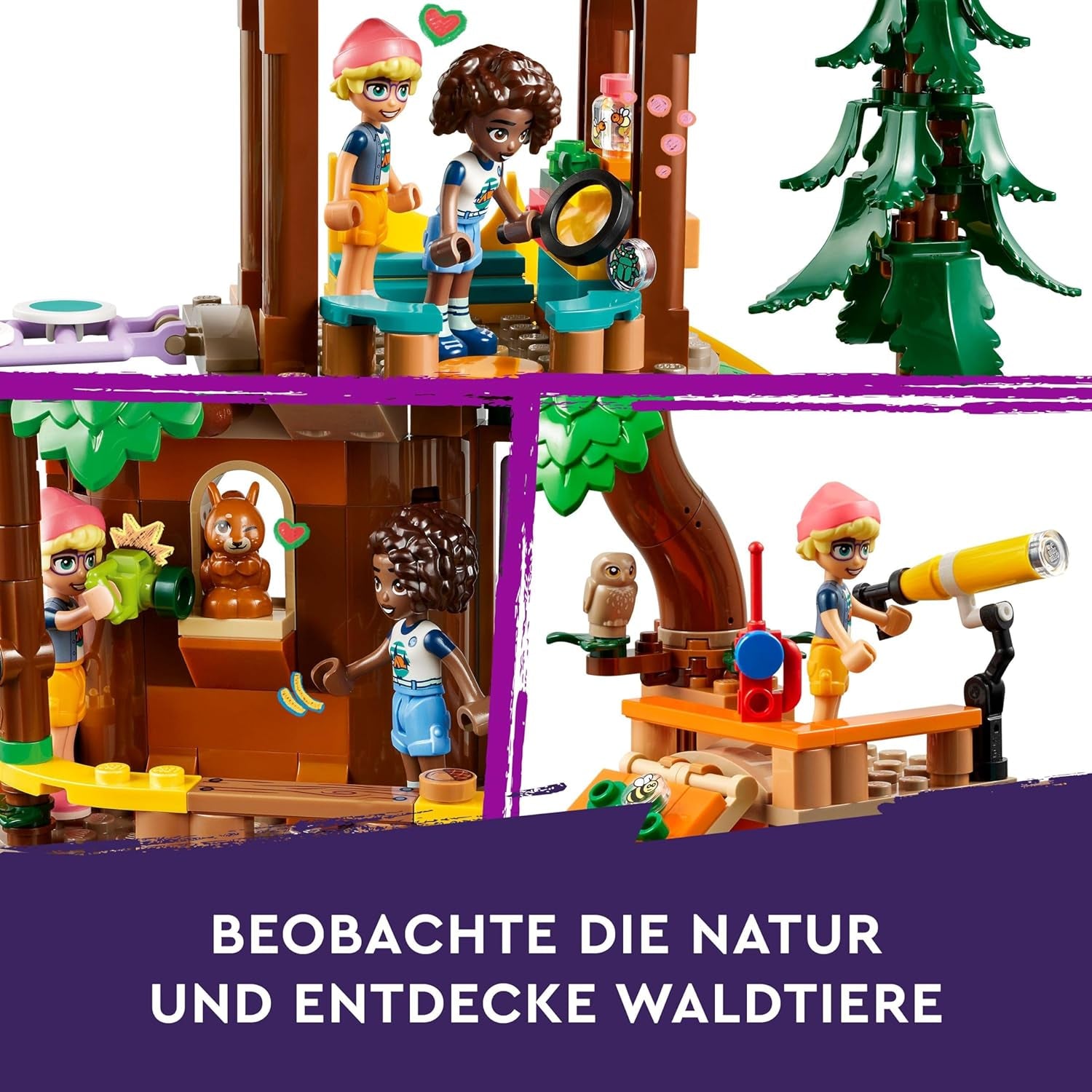 LEGO Friends Dům na stromě v dobrodružném táboře, Hrací sada pro dívky a chlapce od 8 let s 5 figurkami a 5 zvířátky, Nápad na dárek pro kreativní hry, Sportovní hračky, Dům pro panenky 42631 Stavebnice Besuche den LEGO-Store
