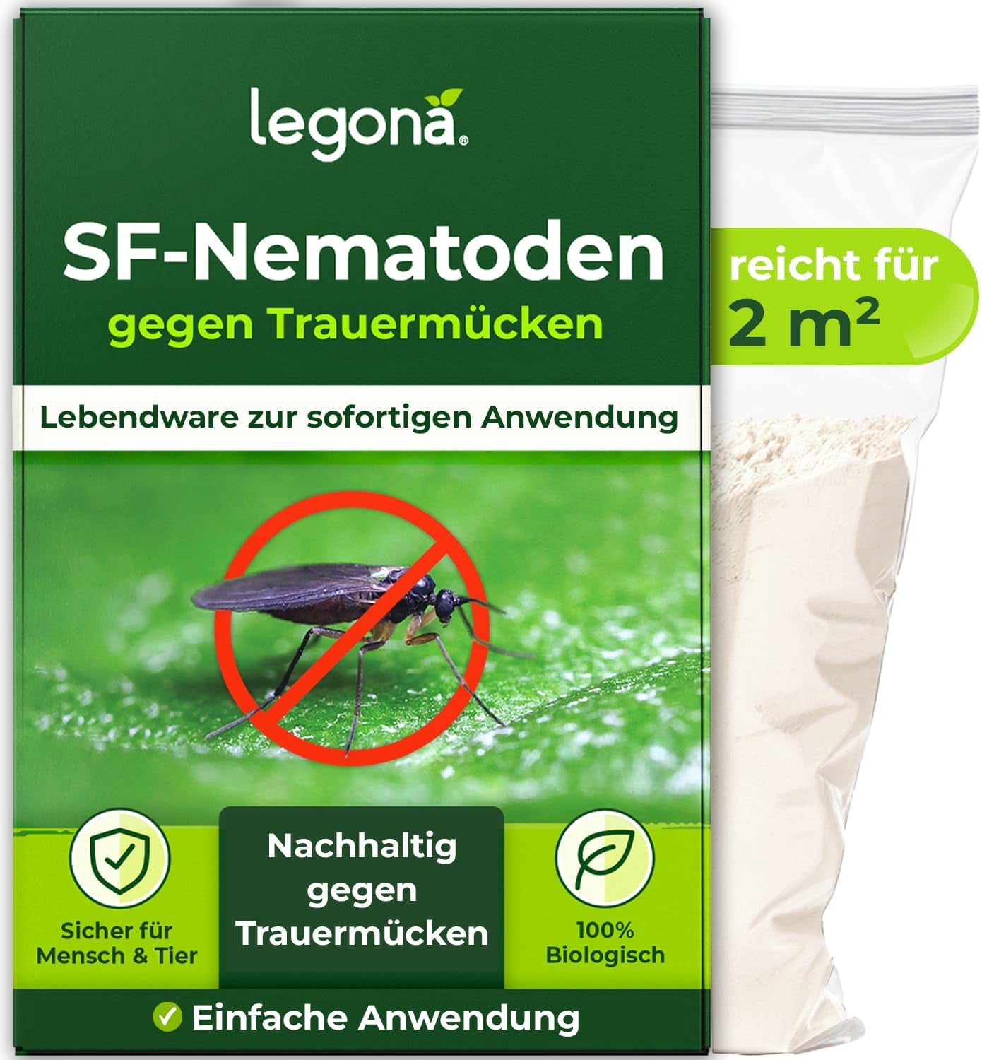 Legona Sc-Nematoden Zur Bekämpfung Von Maulwurfsgrillen - 50 Mio. Für 100M² / 250L Blumenerde/Bio Schädlingsfrei Gießmittel Für Rasen Und Beet