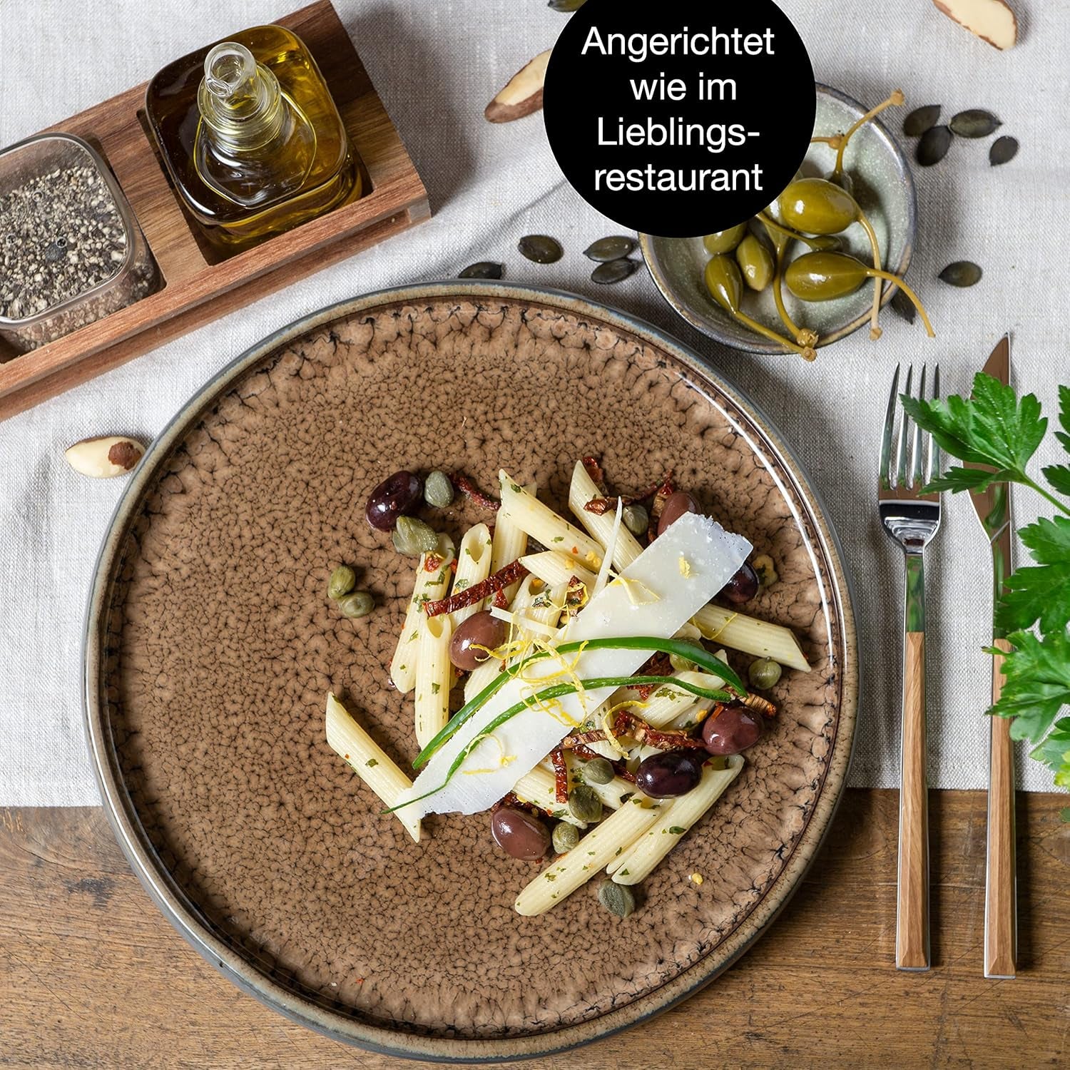 Set de veselă Moritz & Moritz SOLID din gresie, format din 18 piese, pentru 6 persoane - set de veselă pentru 6 persoane, format din 6 farfurii de cină, 6 farfurii de desert și 6 farfurii de sumă