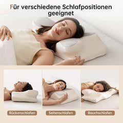 Homyrium Pernă ergonomică pentru gât Pernă ortopedică Pernă de sprijin pentru gât din spumă de memorie Pernă anti sforăit Pernă pentru dormit lateral, spate și stomac gri Perne ortopedice cervicale Naty Shop