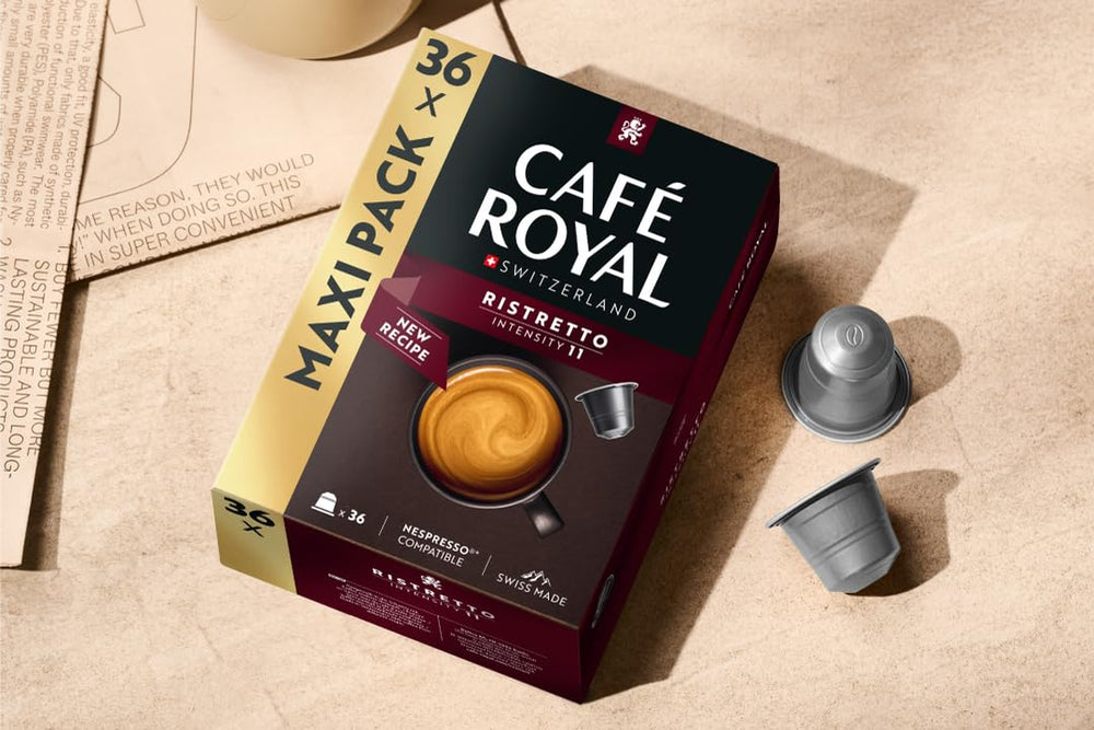 Café Royal Ristretto – Nespresso®-kompatible Kaffeekapseln, 100 % Arabica, intensiv, dunkle Röstung, Intensität 11/12, Rainforest Alliance, 36 Kapseln