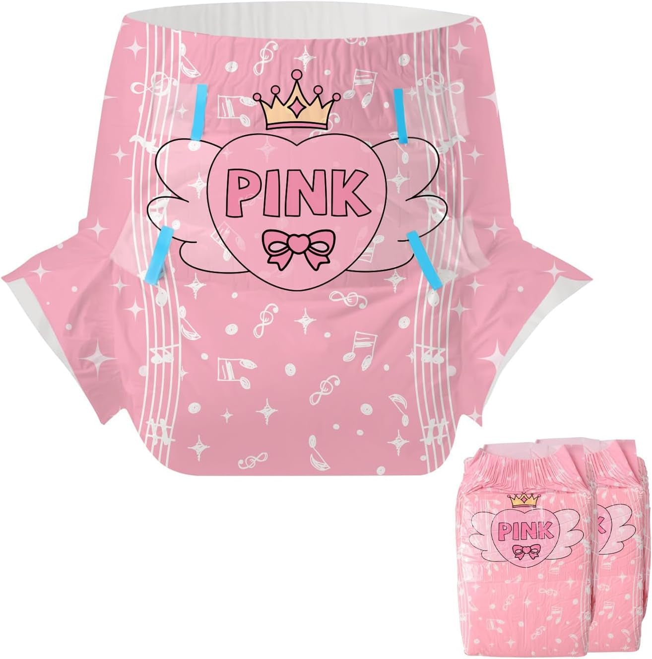 CutiePlusU Plenky pro dospělé 2 balení Jednorázové inkontinenční kalhotky s klopami pro ženy a muže Maximální savost přes noc - Malý princ (střední 71-96 cm)