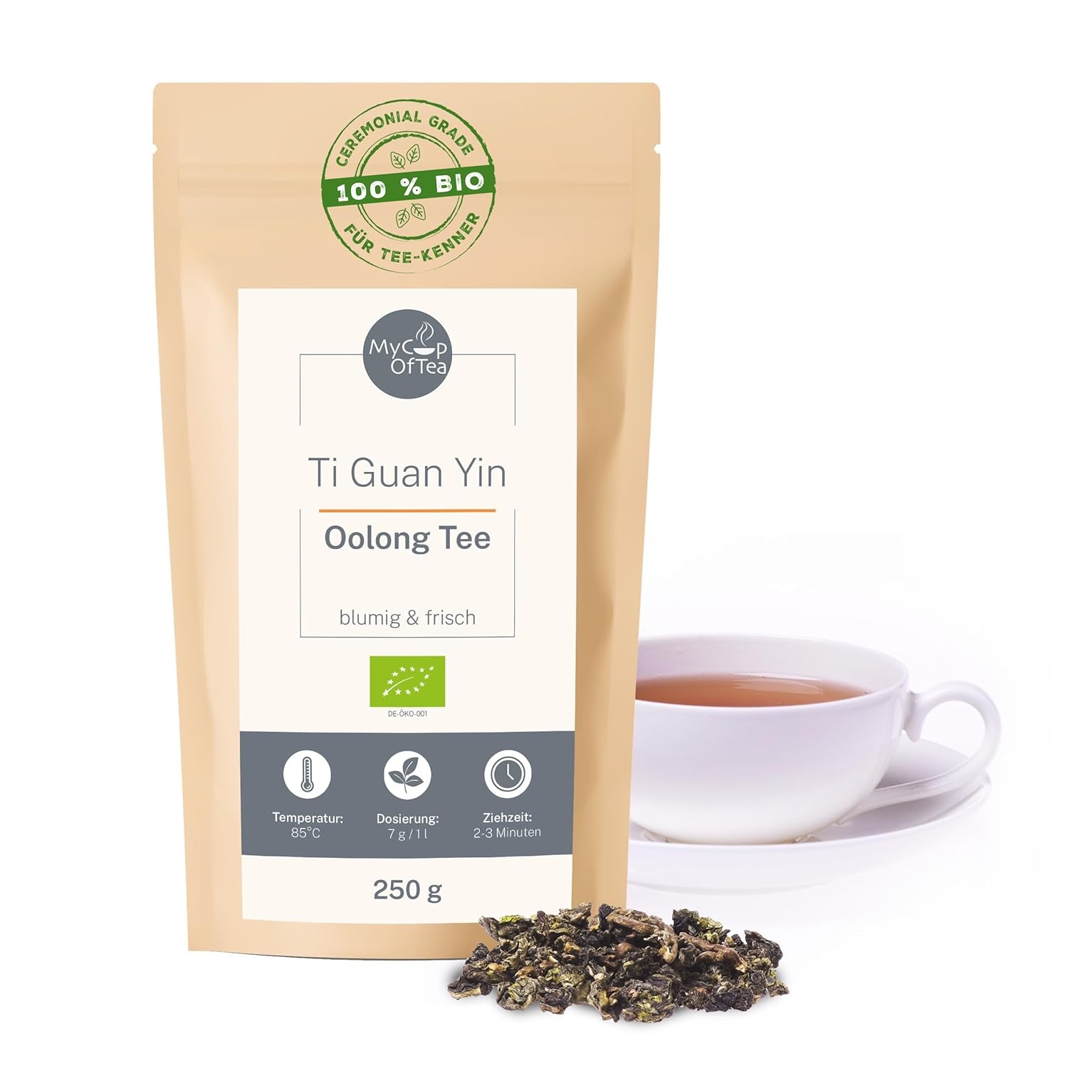 Ceai Oolong Ti Guan Yin Bio 100 g - Ceai Oolong de înaltă calitate, din China, de calitate bio - Wu Long (grad ceremonial) - Pentru iubitorii și cunoscătorii de ceai - Mycupoftea