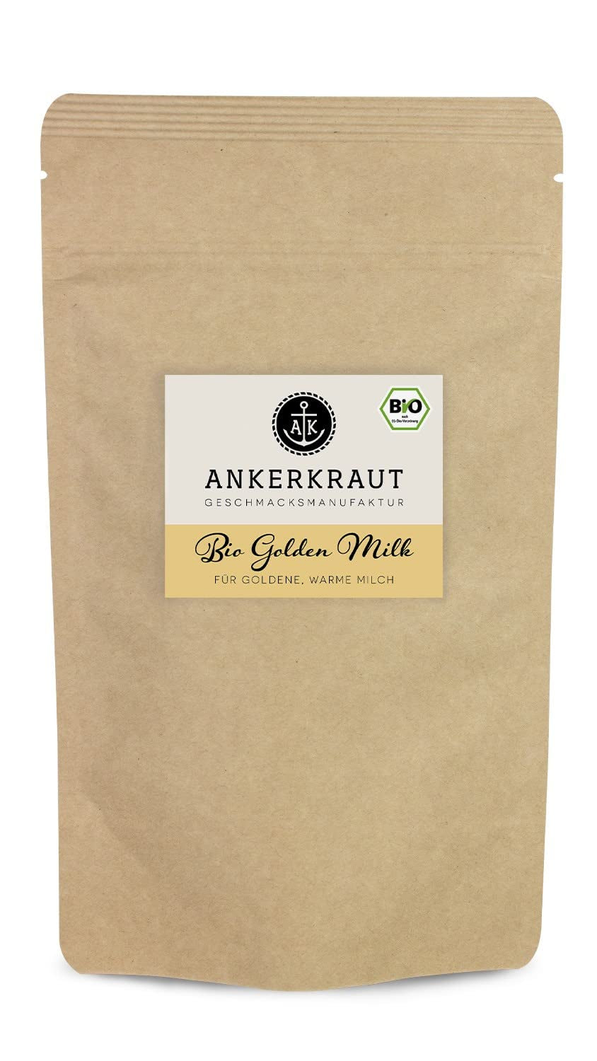 Ankerkraut Bio Golden Milk, Gewürz für goldene Milch, s kurkumou, Zimt a Ingwer, 75 g v korkové sklenici