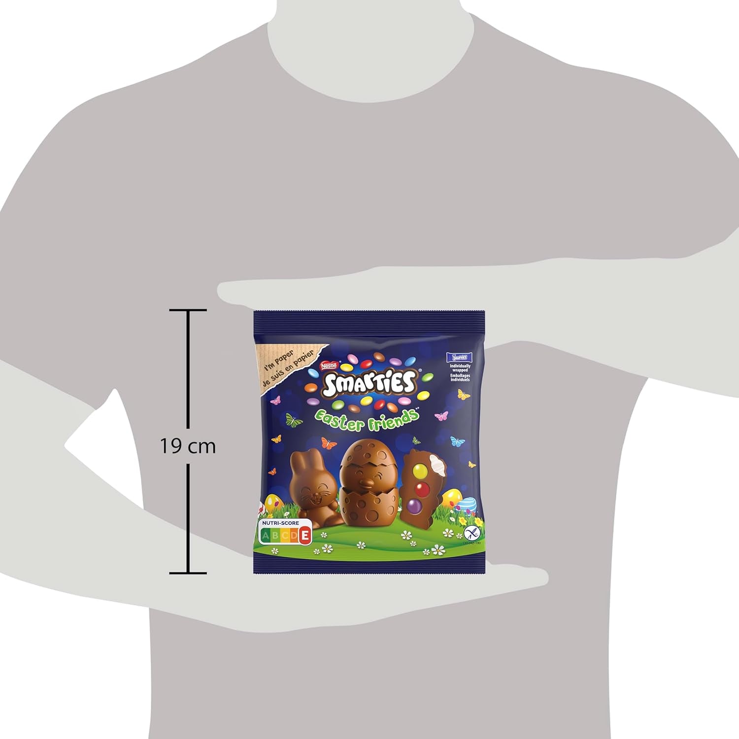 NESTLÉ SMARTIES Easter Friends, figurky s velikonoční tématikou, vyrobené z jemné mléčné čokolády s krémovou náplní a barevné mini lentilky s čokoládou SMARTIES, 1 balení (1 x 65g)