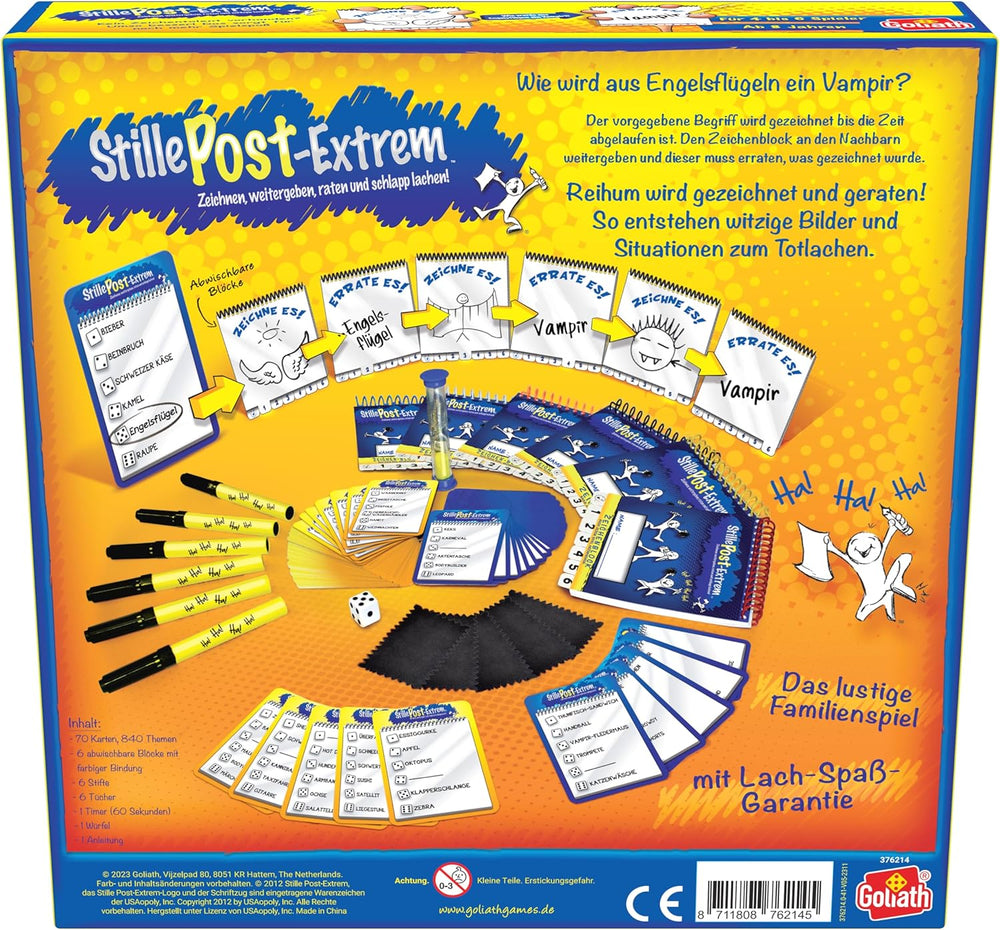 Goliath, Extreme MAIL, společenská hra pro dospělé a děti od 8 let, zábavná a rychlá hra na kreslení pro rodinu nebo přátele, deskové hry, 4 až 6 hráčů, 20 minut