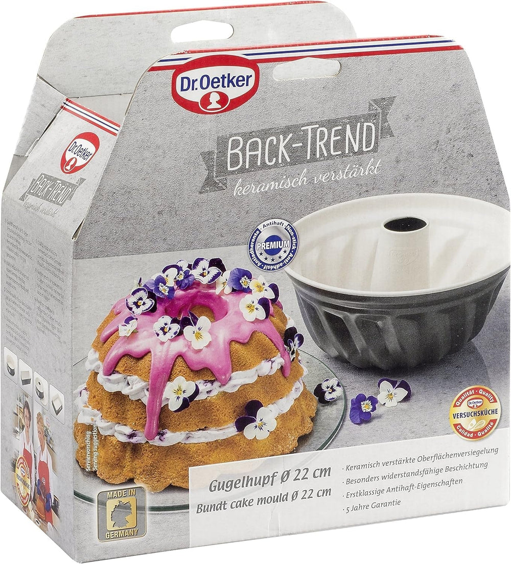Dr. Oetker Gugelhupfform Ø 22 Cm BACK-TREND, Backform Für Gugelhupf, Runde Bundform Aus Stahl Mit Keramisch Verstärkter Antihaft-Beschichtung (Farbe: Creme/Anthrazit), Menge: 1 Stück Formy a plechy na pečení Naty Shop