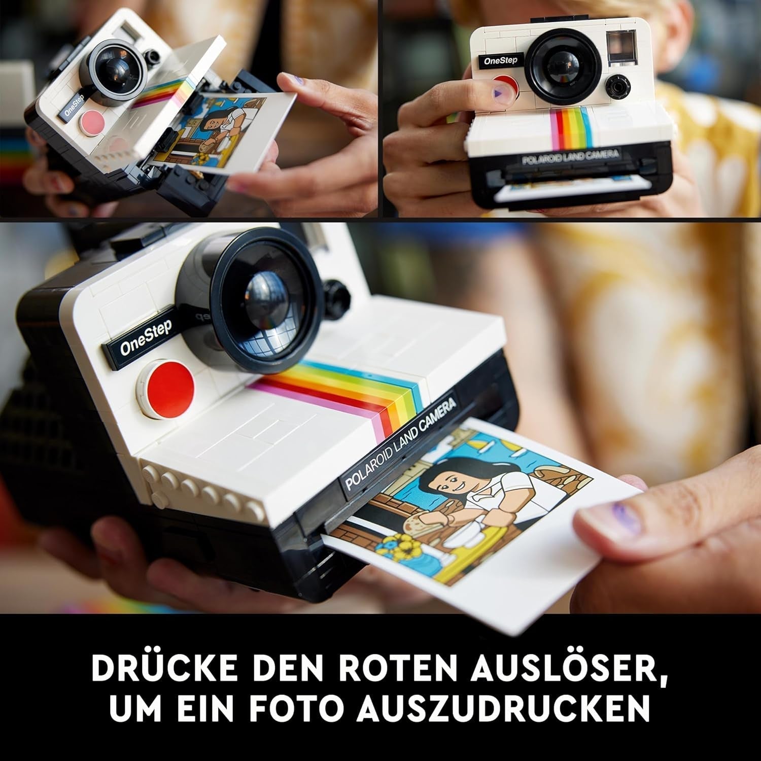 LEGO Ideas Sada fotoaparátu Polaroid Onestep SX-70 pro dospělé, sběratelská s autentickými detaily, kreativní činnost, fotografické dárky pro ženy, muže, jeho, ji a dospívající 21345 Stavebnice Besuche den LEGO-Store