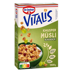 Oetker Vitalis klasické křupavé müsli: velké balení křupavého snídaňového müsli s rozinkami, 1 balení, 1,5 kg