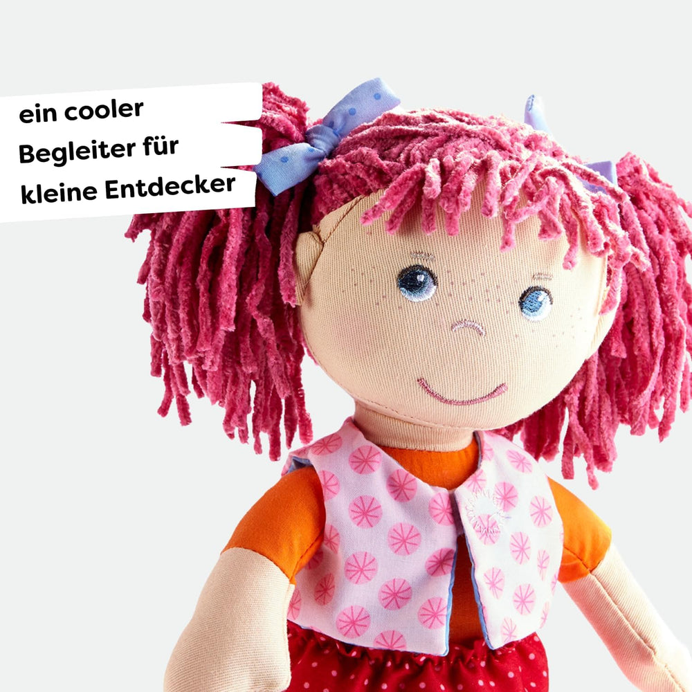 Păpușa HABA Lilli-Lou – Păpușă moale din pânză de la 18 luni – 30 cm cu haine și păr – Tovarășă de joacă ideală pentru copii mici – 1302842001