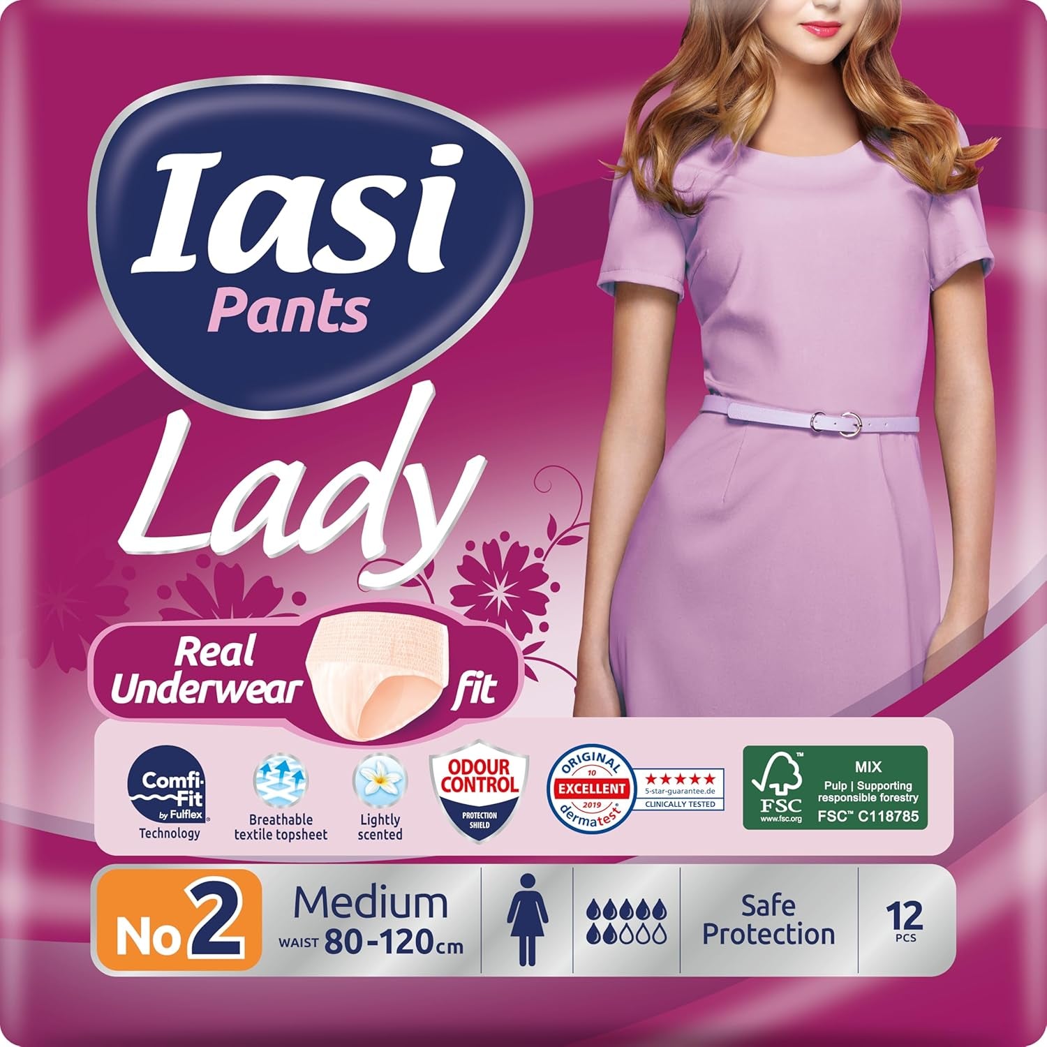 LADY Pants 48 Jednorázové kalhotky pro inkontinenci moči Absorpční Plus velikost S pro ženy 48 ks
