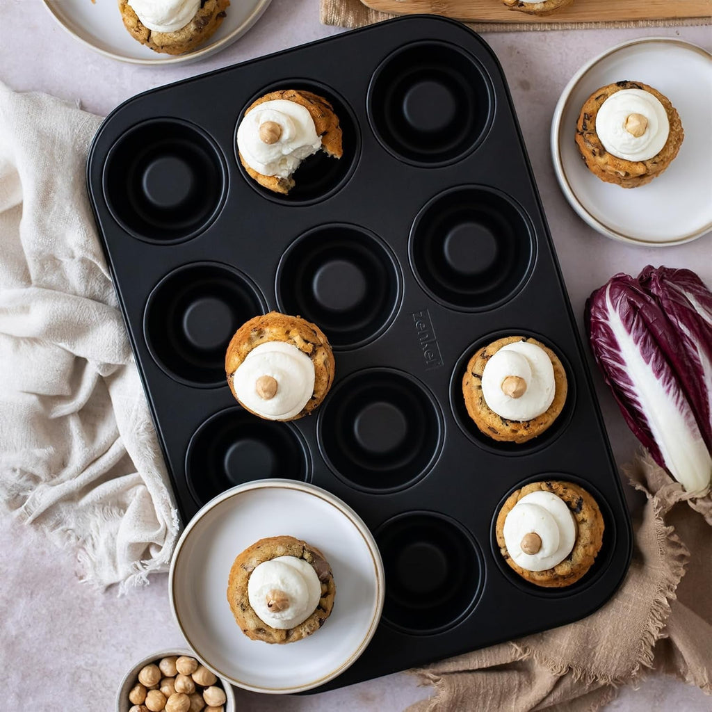 Zenker Cup-Cake-Backblech 12Er Set – Premium Antihaftbeschichtung, Für Perfekte Cupcakes, 385X265X30Mm, Hitzebeständig Bis 230°C Matrite si tavi pentru copt Naty Shop