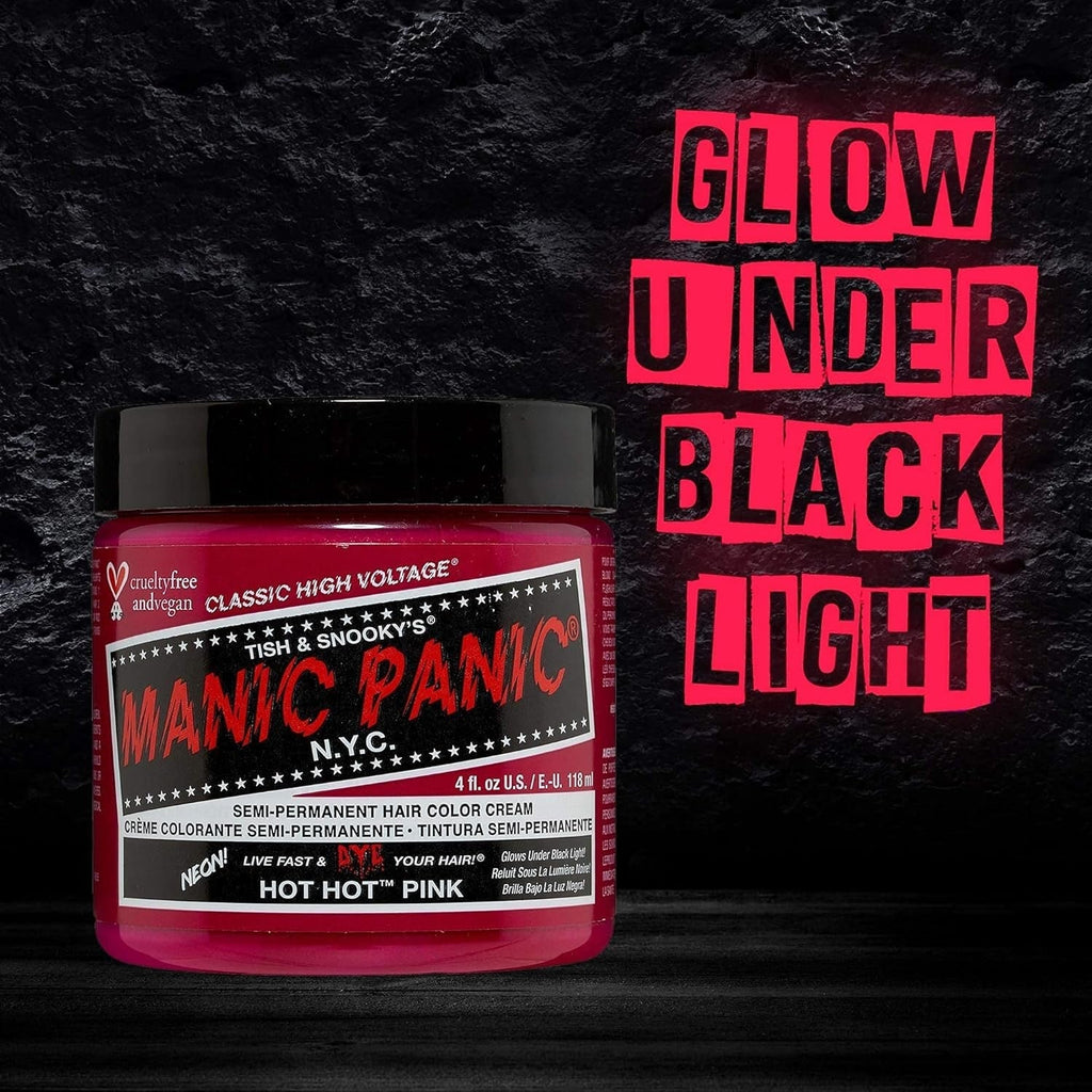Manic Panic Hot Hot Pink Classic Cream, Vegano, fără cruzime, vopsea de păr semipermanentă 118ml Vopsea pentru par Naty Shop