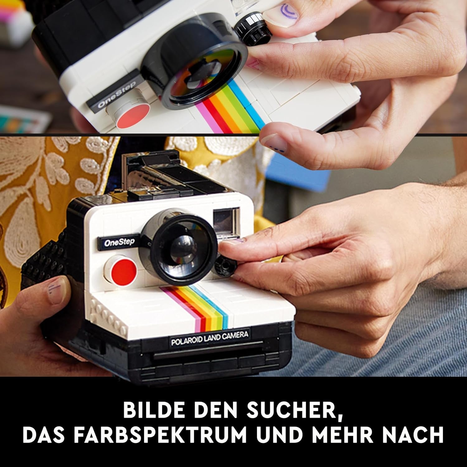 LEGO Ideas Sada fotoaparátu Polaroid Onestep SX-70 pro dospělé, sběratelská s autentickými detaily, kreativní činnost, fotografické dárky pro ženy, muže, jeho, ji a dospívající 21345 Stavebnice Besuche den LEGO-Store
