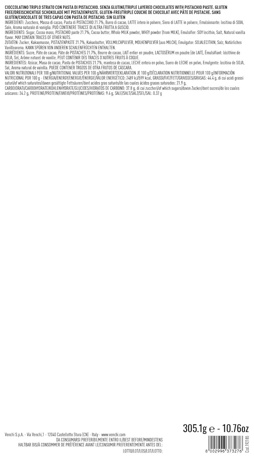 Venchi – Murrine s pistáciovými krémovými pralinkami, dárková krabička, bílá čokoláda, 305 g, bez lepku, bez umělých barviv, bez konzervantů – perfektní nápad na dárek