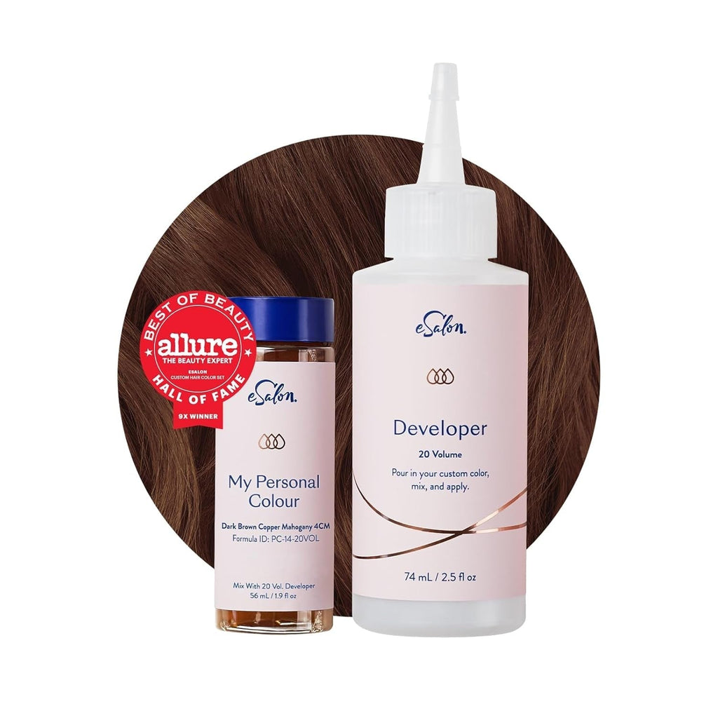 Set colorant permanent pentru păr, 100% acoperire gri, colorare la domiciliu, 0% amoniac vopsele de păr, vopsele de păr multidimensionale, vopsele de păr profesionale Vopsea pentru par Naty Shop Maro închis cupru mahon 4Cm