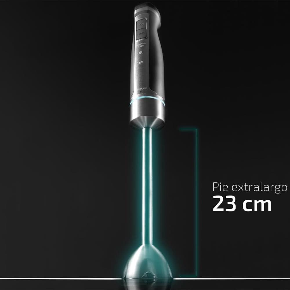 Cecotec ruční mixér Powergear 1500 - Klingen Aus Titanium Beschichtung, 21 Geschwindigkeitsstufen, 1500 W, Inklusiv Glas Mit Deckel. (Schwarz Und Edelstahl, XL) Kitchen Naty Shop