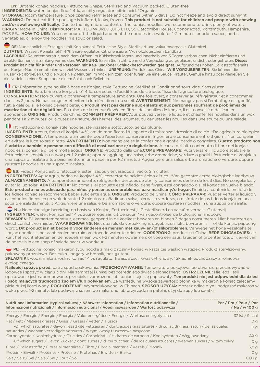 Elf-Family 6 krabiček (12 ks) Organické konjacové nudle Shirataki Ultra Low Carb Veganské Bezlepkové – 1,62 kg, Bez sacharidů/Keto/Nízkokalorické/Bez tuku/Bez cukru instantní nudle – Špagety a Fettuccine