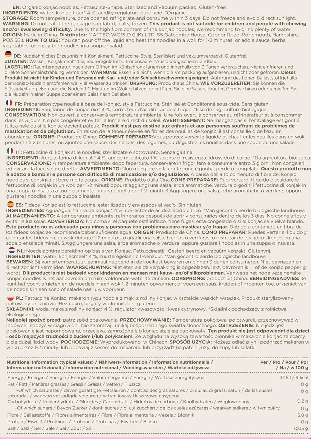 Elf-Family 6 krabiček (12 ks) Organické konjacové nudle Shirataki Ultra Low Carb Veganské Bezlepkové – 1,62 kg, Bez sacharidů/Keto/Nízkokalorické/Bez tuku/Bez cukru instantní nudle – Špagety a Fettuccine