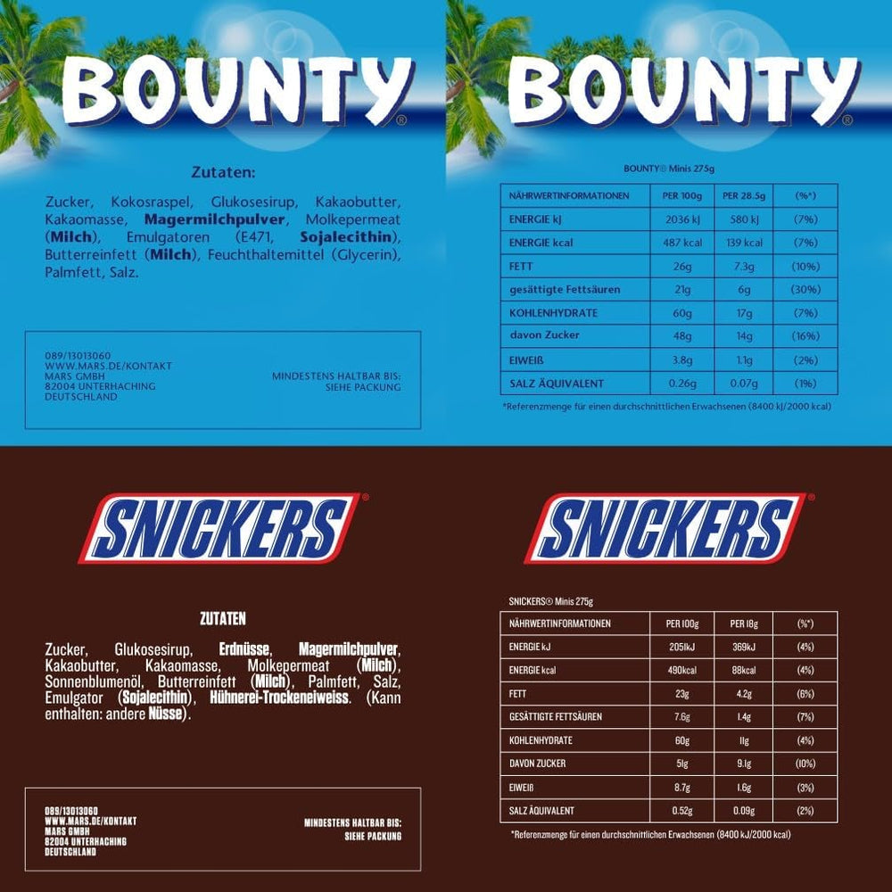 Mini čokoládové míchané balení, 71 mini čokoládových snacků (Mars, Snickers, Bounty, Twix, Milky Way) ve formě sladkostí, ideální pro večer amerického fotbalu (1400 g)