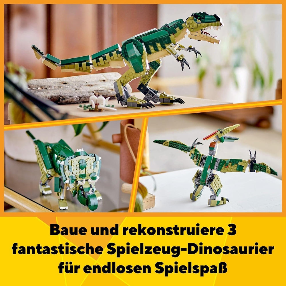 LEGO Creator T.Rex, Dino 3 v 1 Transformovatelný Triceratops nebo Pterodaktyl, Mobilní model dinosaura pro děti, Dárek pro chlapce a dívky 31151 Stavebnice Besuche den LEGO-Store