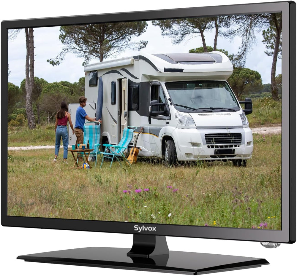 SYLVOX Televizor inteligent Android de 27 de inci pentru autorulote, televizor de călătorie 1080P cu DVD player încorporat, televizor de 12V cu asistent Google, AC/DC, difuzoare HiFi, tuner triplu, HDMI USB, televizor pentru rulote