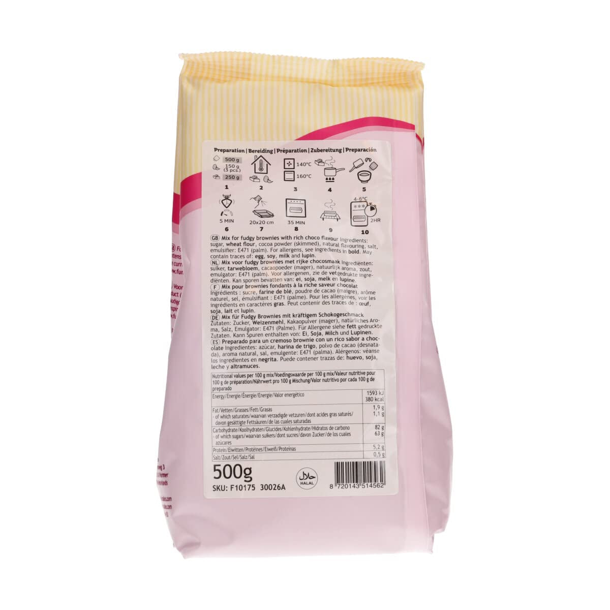 Mix Für Fudge Brownie: Einfach Zu Berübenender, Extrem Fudgy Brownie Mit Richem Schokoladengeschmack, Halal. 500 G. Směs na pečení a vaření Naty Shop