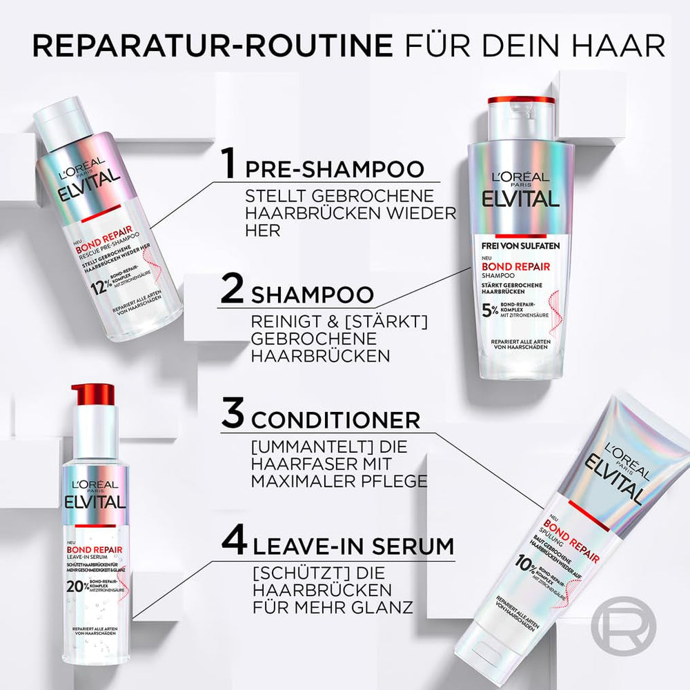 L'Oréal Paris Elvital Bond Repair Shampoo, Curățare delicată pentru repararea părului Duș și baie L'Oréal
