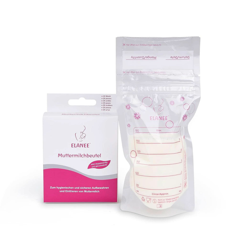 ELANEE Muttermilchbeutel, Aufbewahren & Einfrieren Von Muttermilch, Geschmackneutral Und Vorsterilisiert, Doppelter Sicherheitsverschluss, 20 Stück, Mit Standfuß (711-00) Dětská výživa a doplňky ke kojení Naty Shop