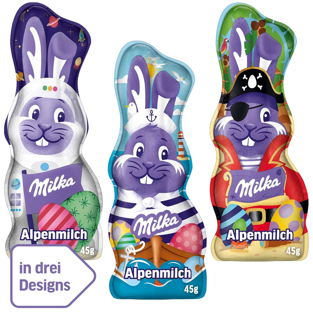 Milka Smiling Bunny Alpine Milk Design Edition - velikonoční čokoláda se 3 různými vzory - 24 x 45 g
