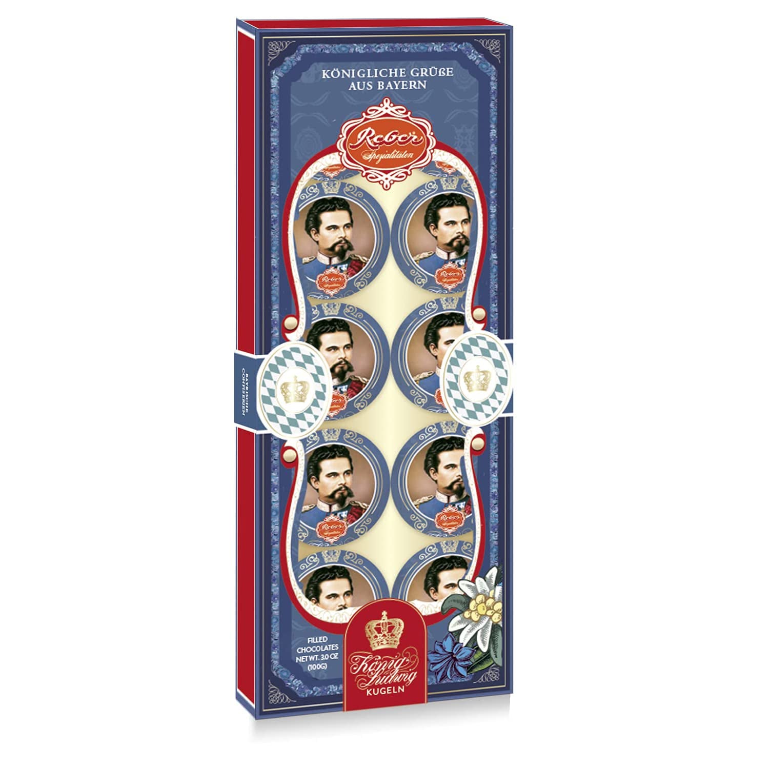 Reber Mozart kuličky s hořkou čokoládou, balení 6 ks s marcipánem a nugátem, veganské - 1 x 120 g