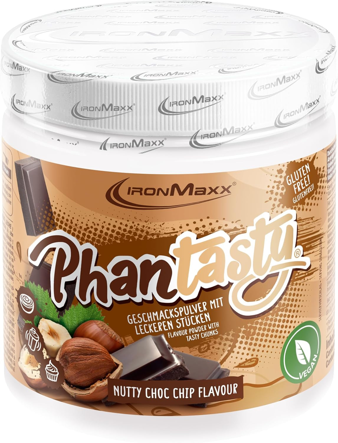 Ironmaxx Phantasty - Creamy Peach 250G Dávka | Vegan Geschmackspulver Mit Echten Frucht- Oder Nussstückchen | Perfekter Zuckerersatz sladidla Naty Shop 250 G (1 Err Pack) Nutty Choc Chip
