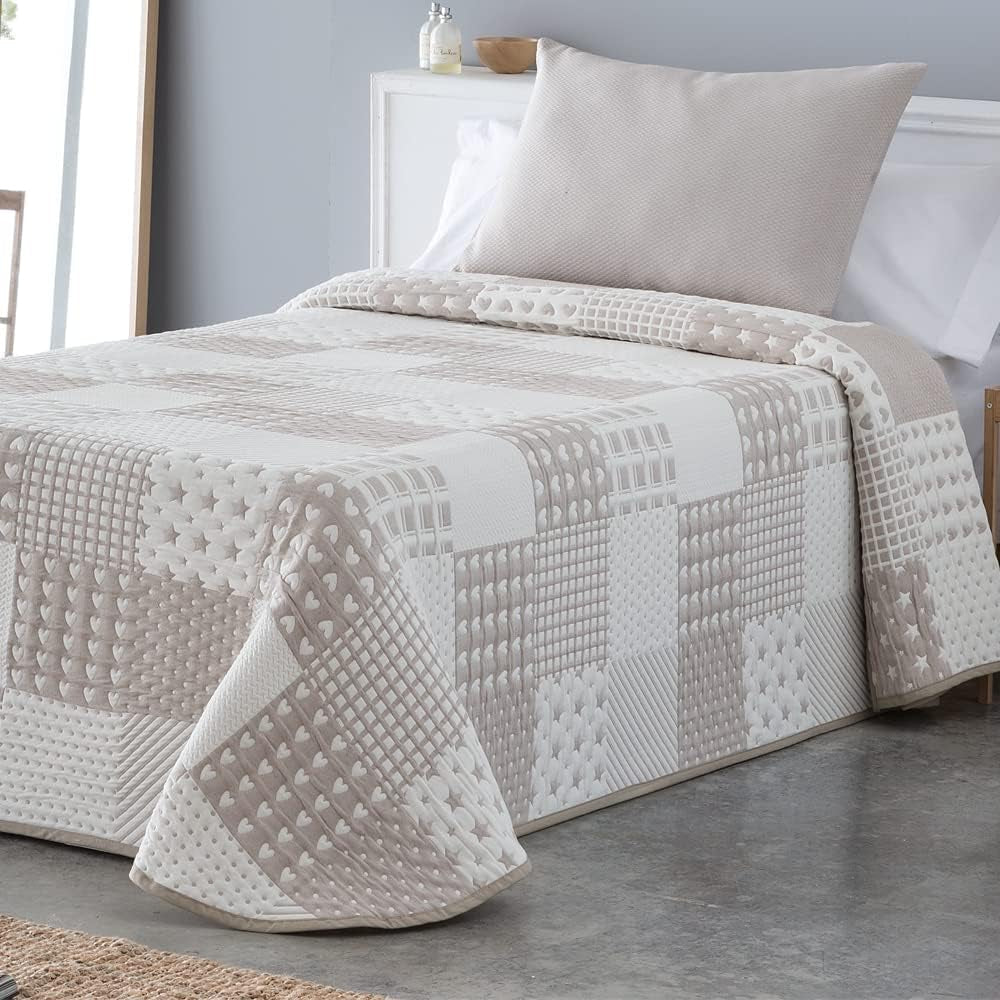 VIALMAN Colcha Bouti Ligera Přehoz na postel Sofia 21, polyester bavlna, béžová, Cama 150: 250 X 270 cm Postele a přikrývky Besuche den VIALMAN-Store