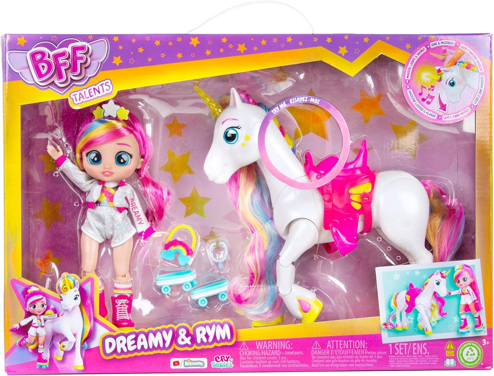 BFF od Tränenbabys Dreamy & Rym Deluxe-Set, enthät die Exklusive bewegliche Puppe Dreamy und Sein Einhorn Rym - Optimales Geschenk für Jungen und Mädchen ab 5 Jahren