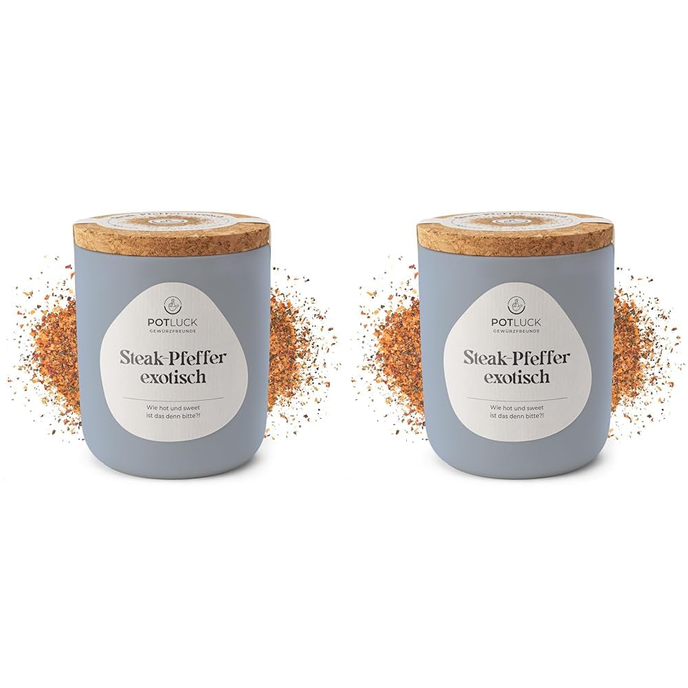 Potluck | Steak-Pfeffer exotický | Gewürzzubereitung im Keramiktopf | 80 g | Veganské, bezlepkové a s přírodními ingrediencemi