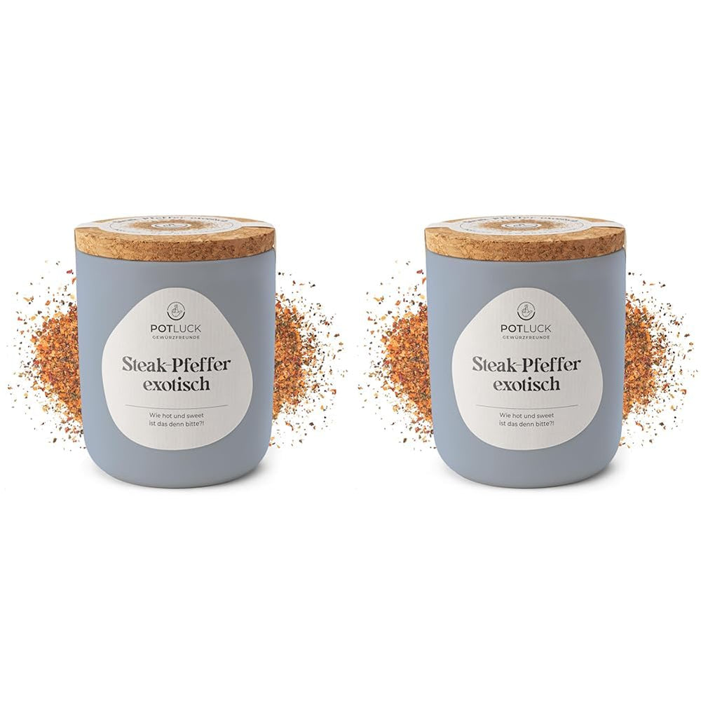 Potluck | Steak-Pfeffer exotický | Gewürzzubereitung im Keramiktopf | 80 g | Veganské, bezlepkové a s přírodními ingrediencemi