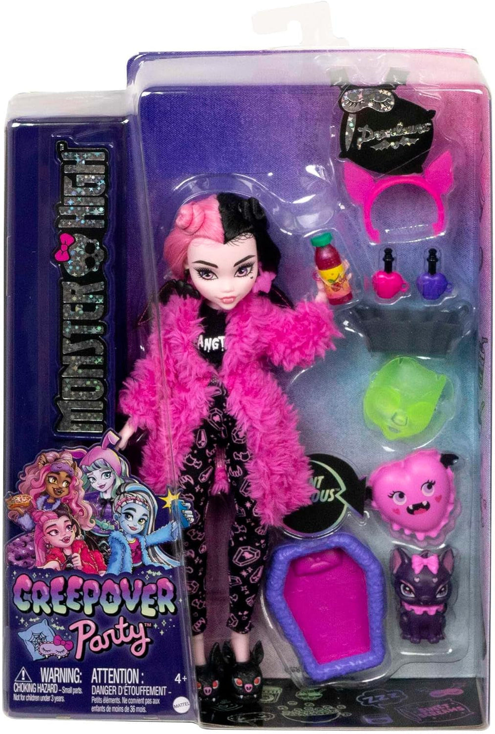 Příslušenství pro panenky a pyžamové párty MONSTER HIGH Draculaura Bat Count Fabulous Doll Pet Creepover Party HPY66 Naty Shop Dolls