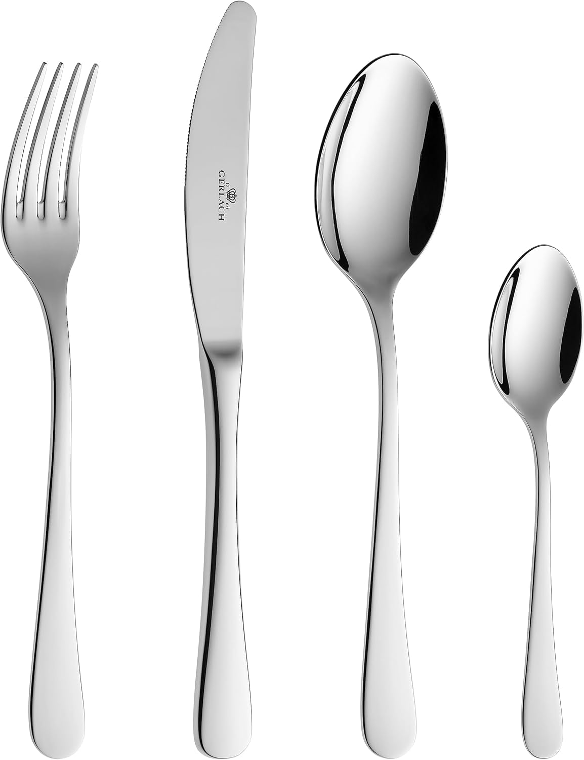 Gerlach Flow Besteck-Set 6 Personen Spülmaschinenfest Essbesteck Besteck Aus Edelstahl Messer Gabel Löffel Teelöffel Tafelbesteck Rostfrei 24 Stk, Silberglänzend Bucatarie Naty Shop Silberglänzend 24 El. In Einer Schachtel